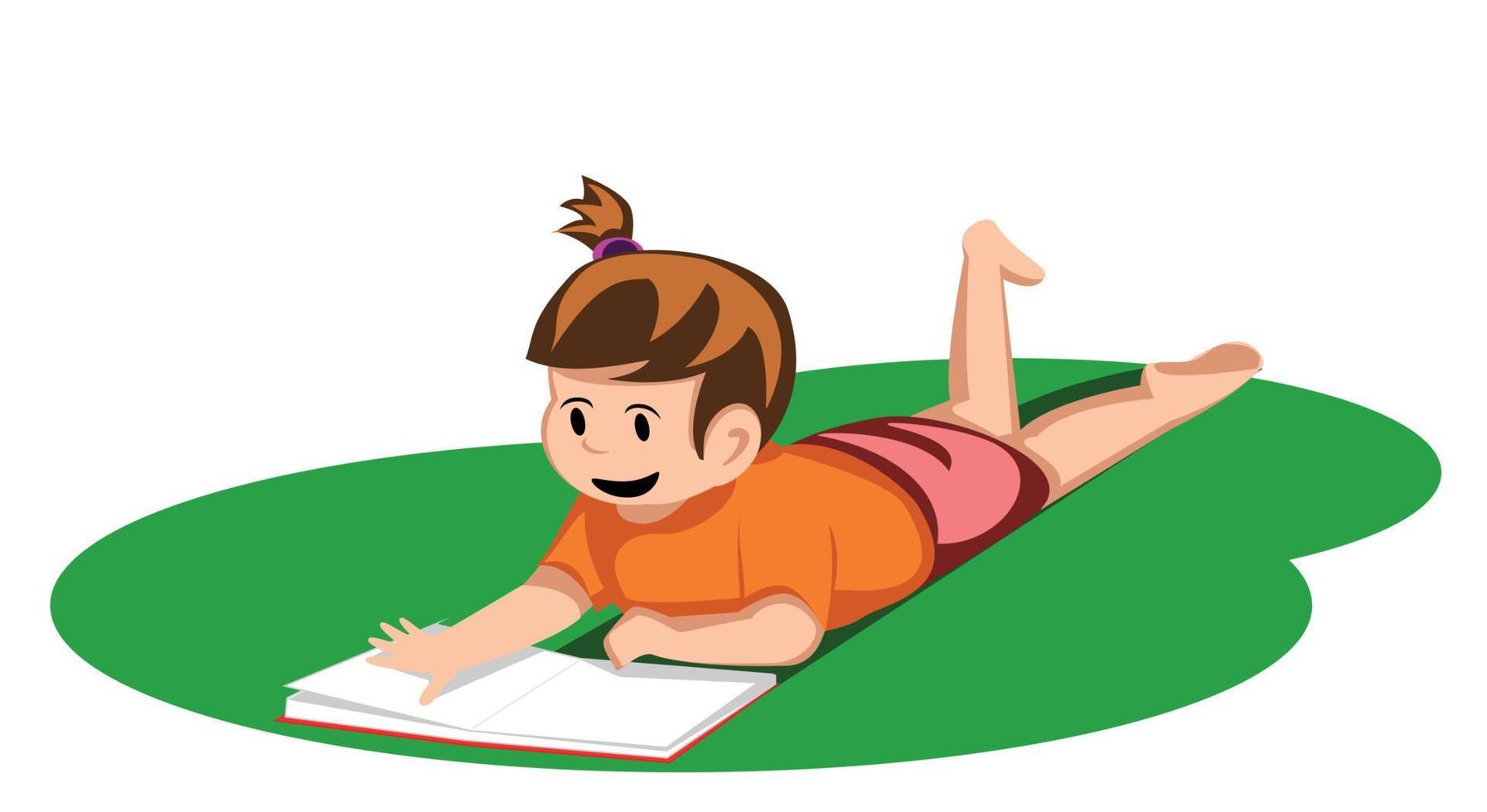 Girl read book vector