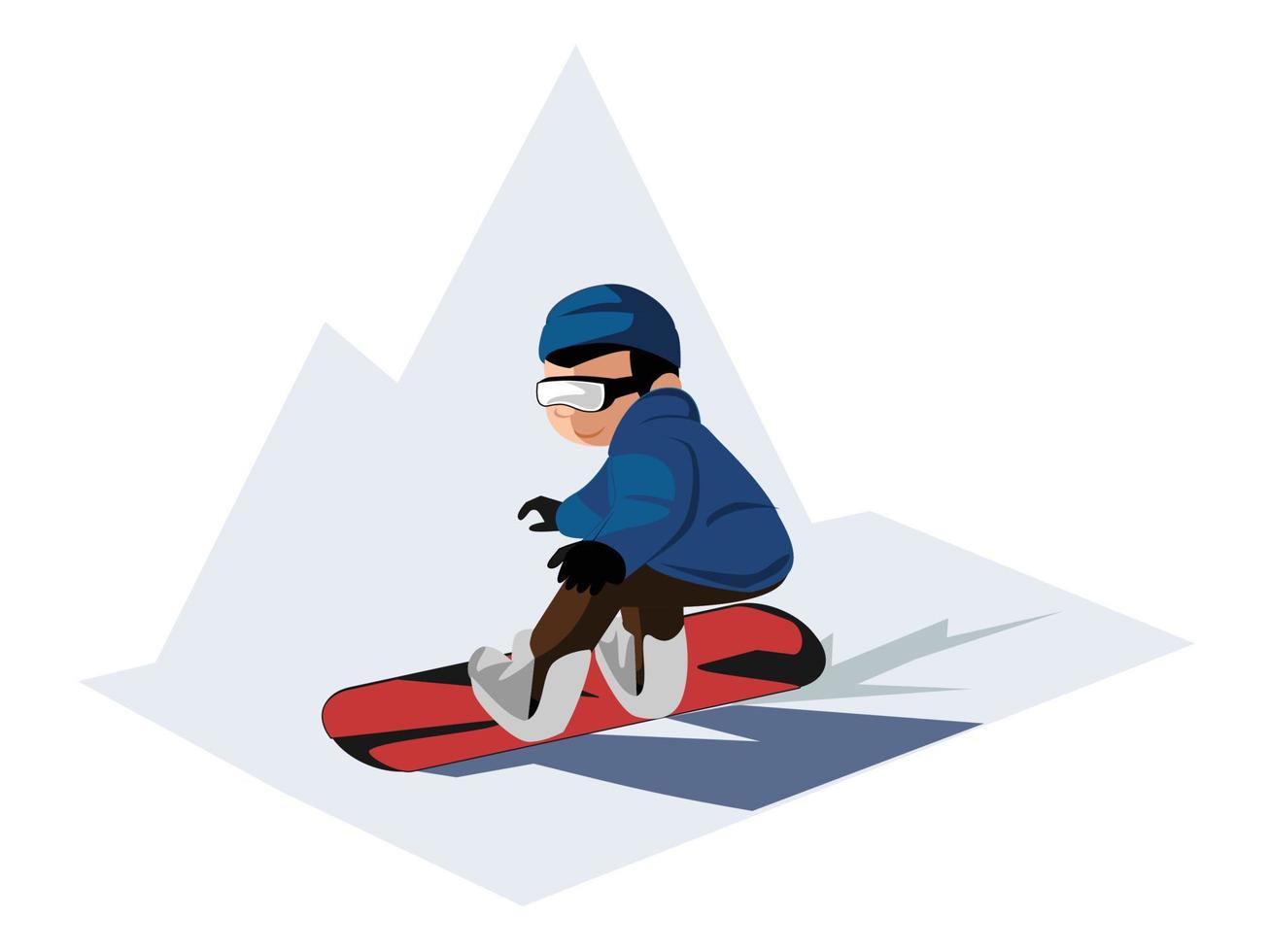 ilustración de niño de snowboard vector