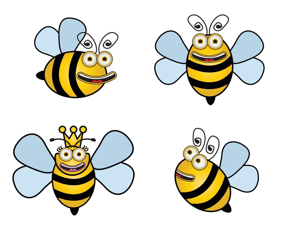 Set bee illustration vector