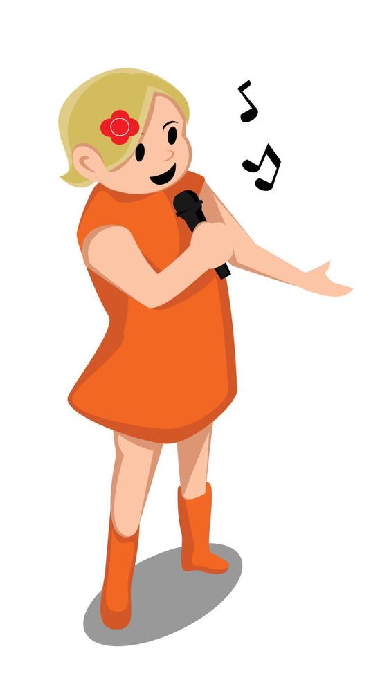 Girl sing a song vector