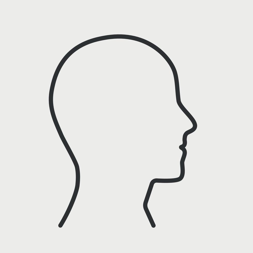 Man head contour. One line silhouette. Vector illustration