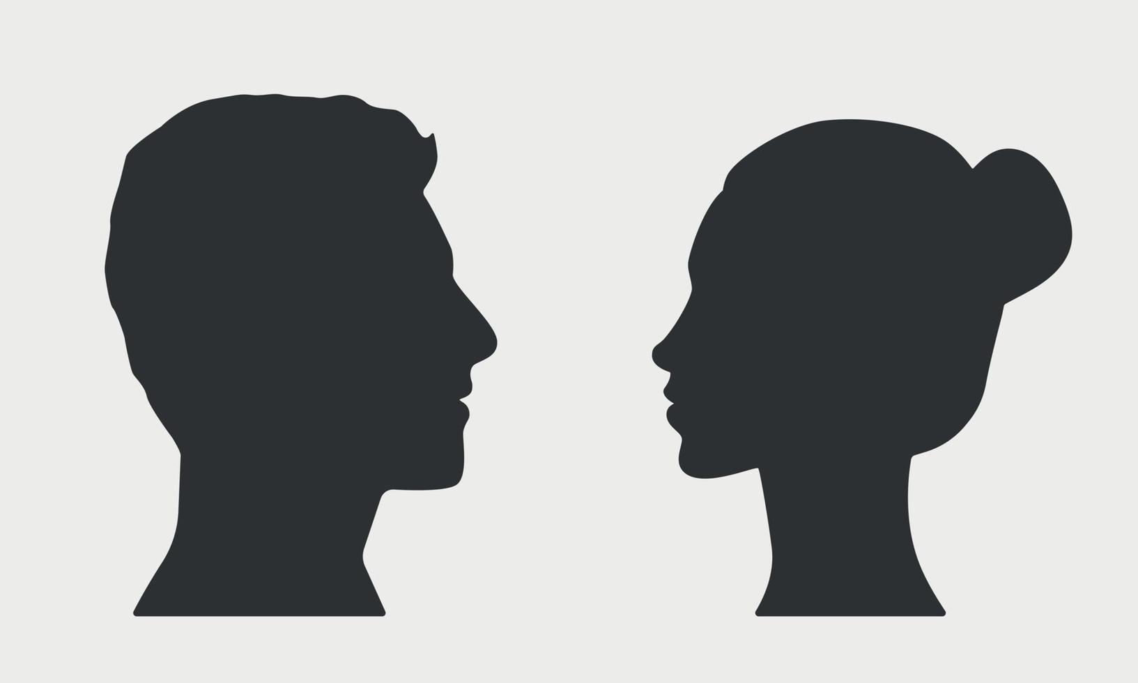 vista de perfil de silueta de hombre y mujer. avatar icono vector ilustración