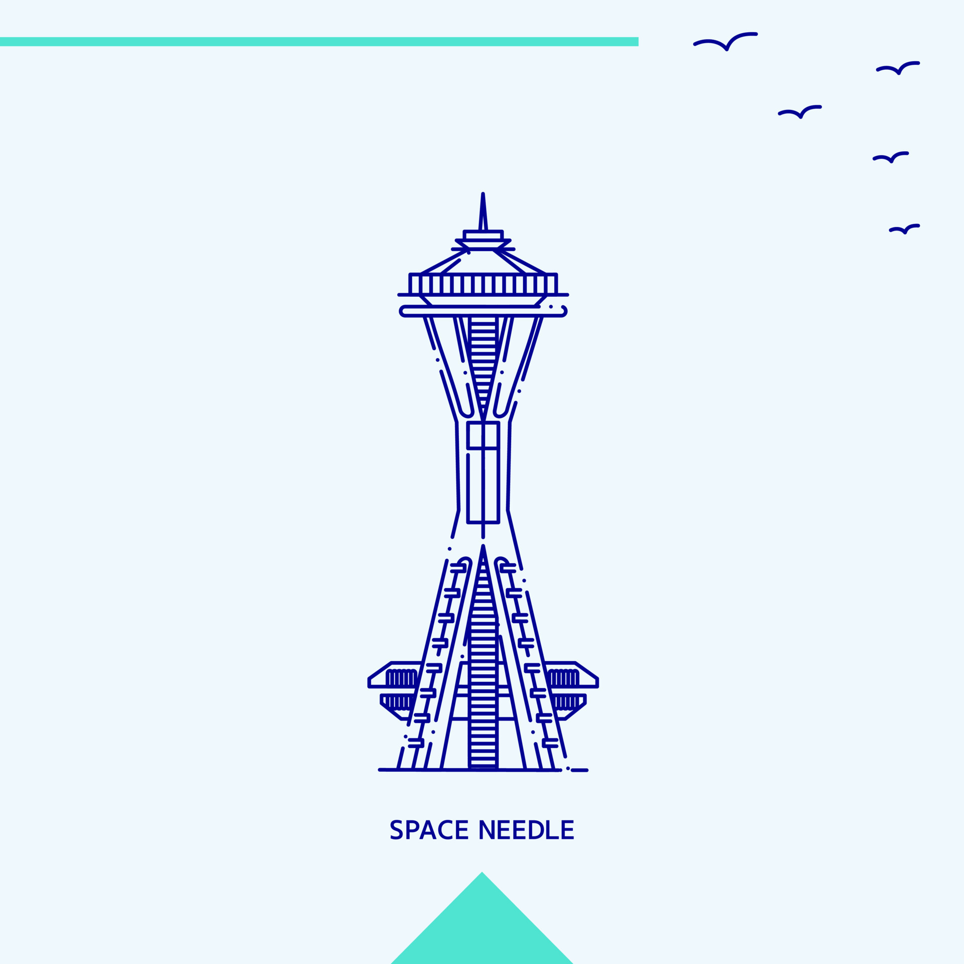 SPACE NEEDLE skyline vector illustration 14300101 Vector Art at Vecteezy