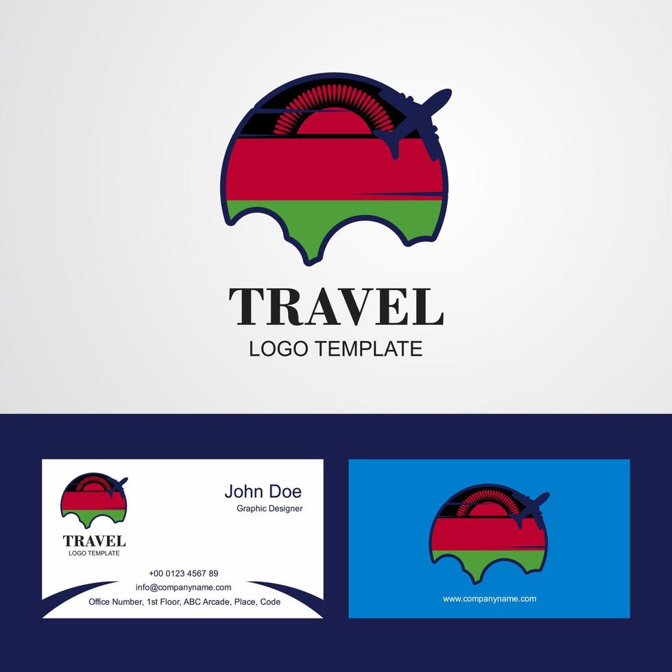 Travel Malawi Flag Logo and Visiting Card Design vector