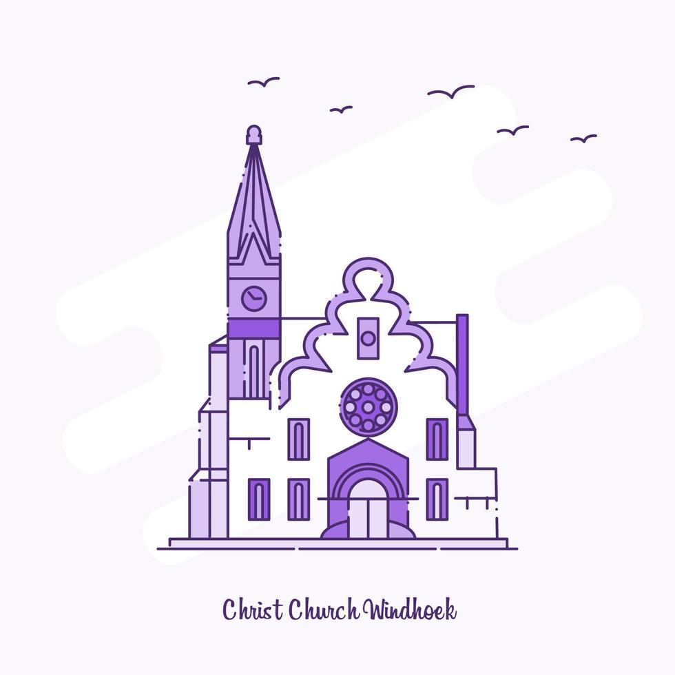 cristo iglesia windhoek hito púrpura línea punteada horizonte vector ilustración