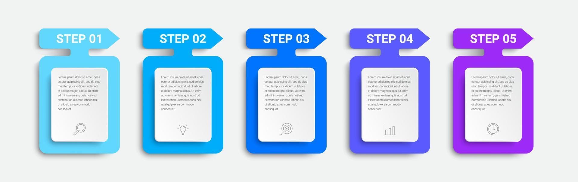 diseño infográfico de línea de tiempo con forma de flecha hacia arriba. 5 opciones o pasos para el concepto de negocio vector