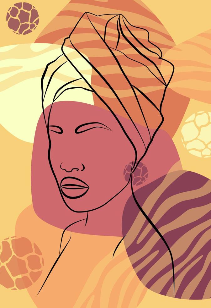 Beautiful African woman. Wall art in the style of Pop art. Colorful wall art. vector