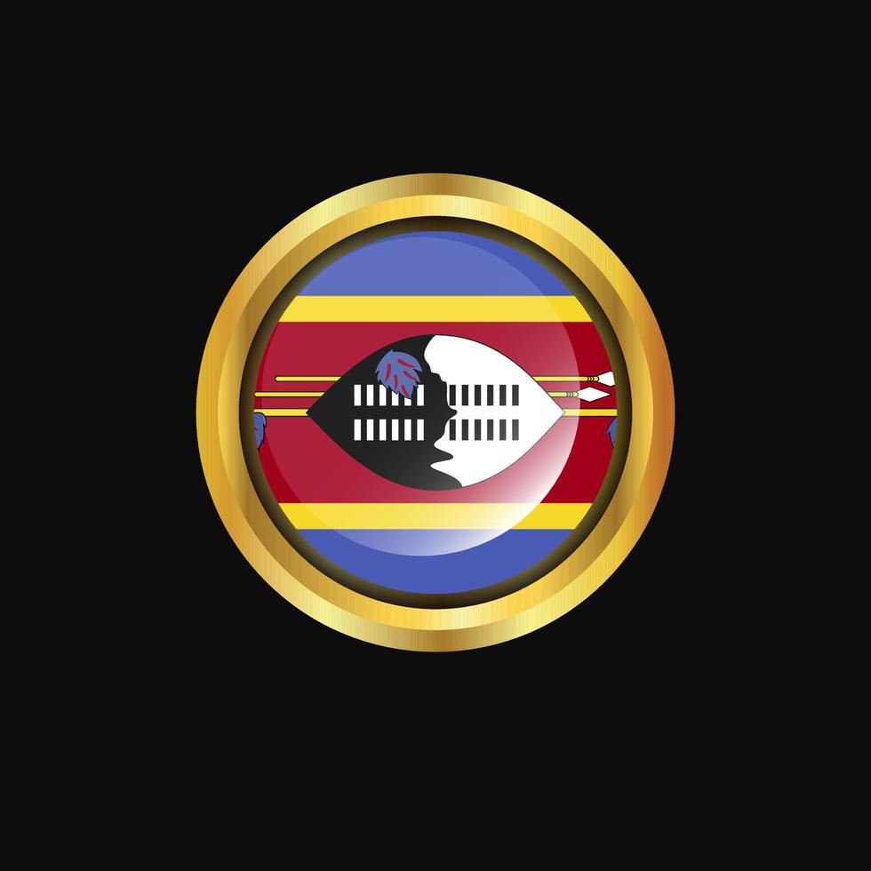 Swaziland flag Golden button vector