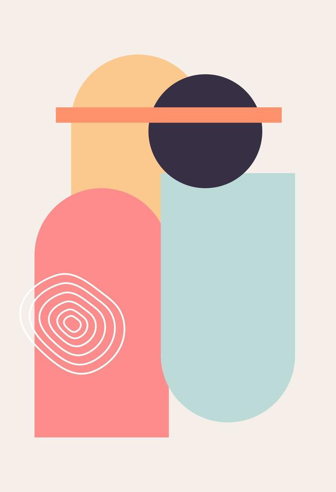 Abstract design with doodles and various shapes. Modern art isolated vector graphics.