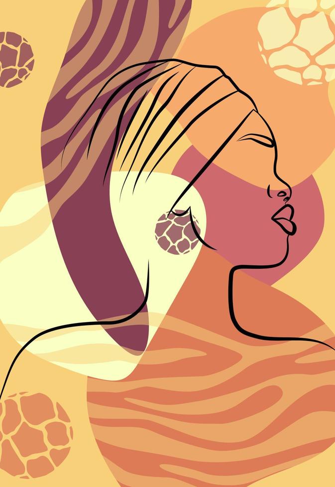 Beautiful African woman. Wall art in the style of Pop art. Colorful wall art. vector