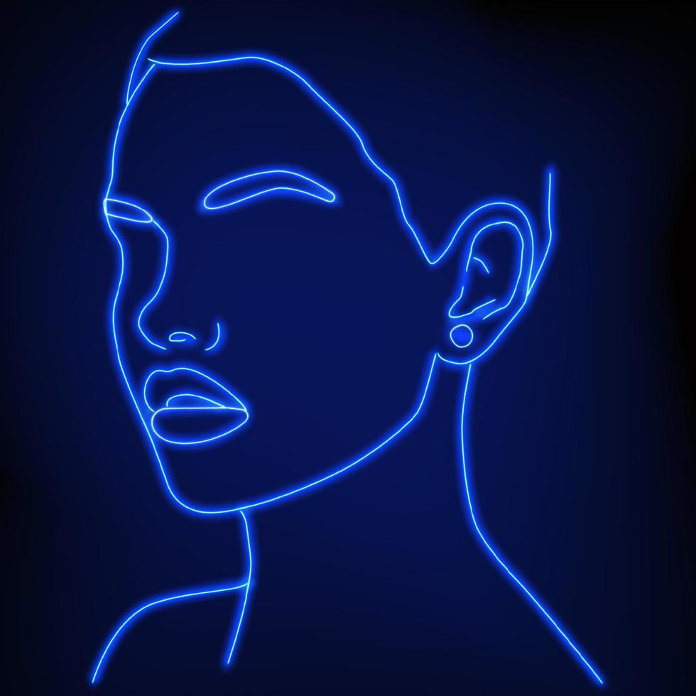 Neon silhouette of a girl. Vector illustration.