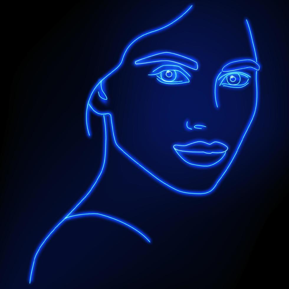 Neon silhouette of a girl. Vector illustration.