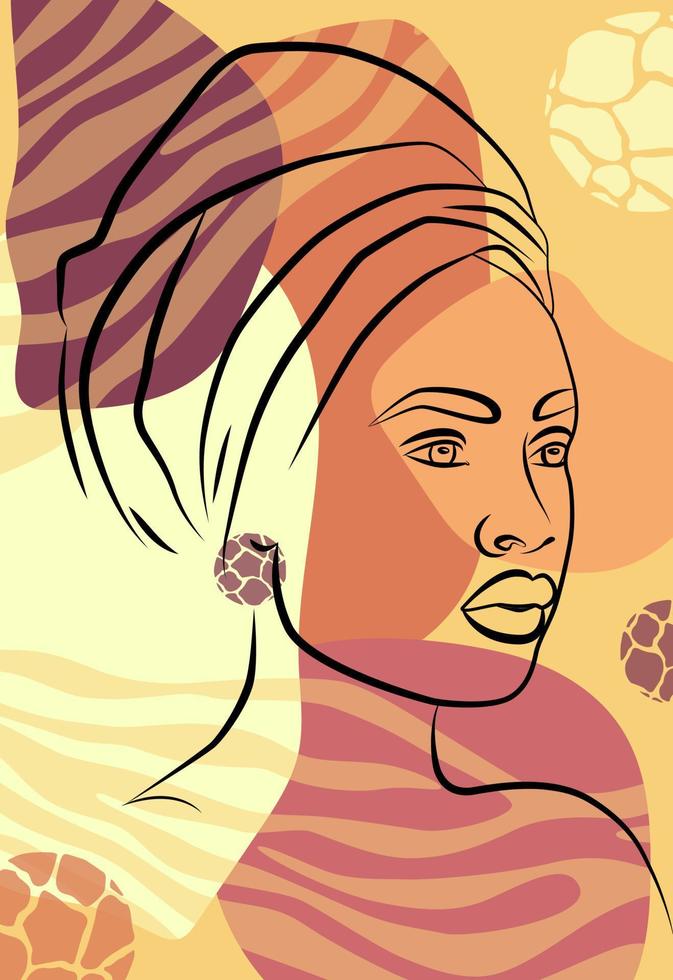 Beautiful African woman. Wall art in the style of Pop art. Colorful wall art. vector