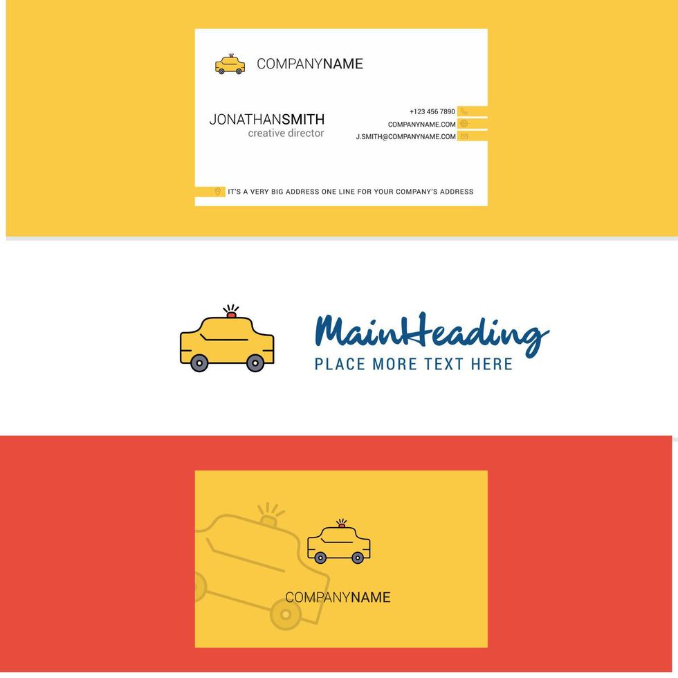 Beautiful Taxi Logo and business card vertical Design Vector