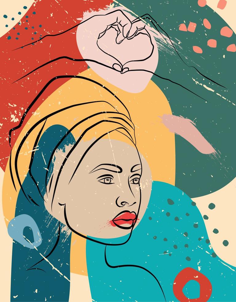 Beautiful African woman. Wall art in the style of Pop art. Colorful wall art. vector