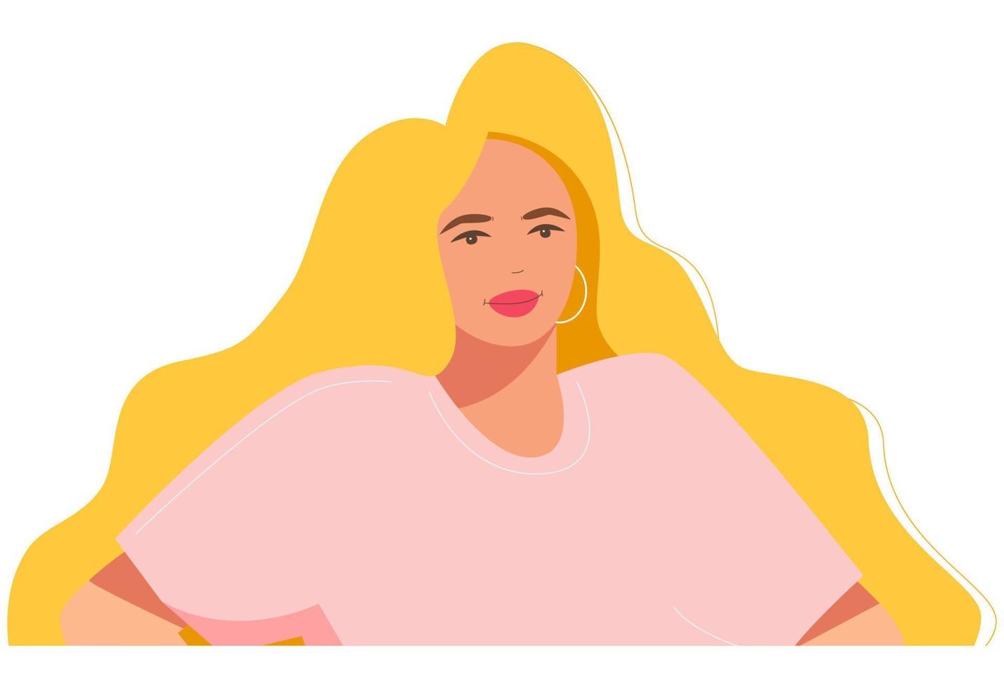 A woman is talking. Portrait of a young beautiful girl talking, saying something. Expression of opinion, the concept of communication. vector
