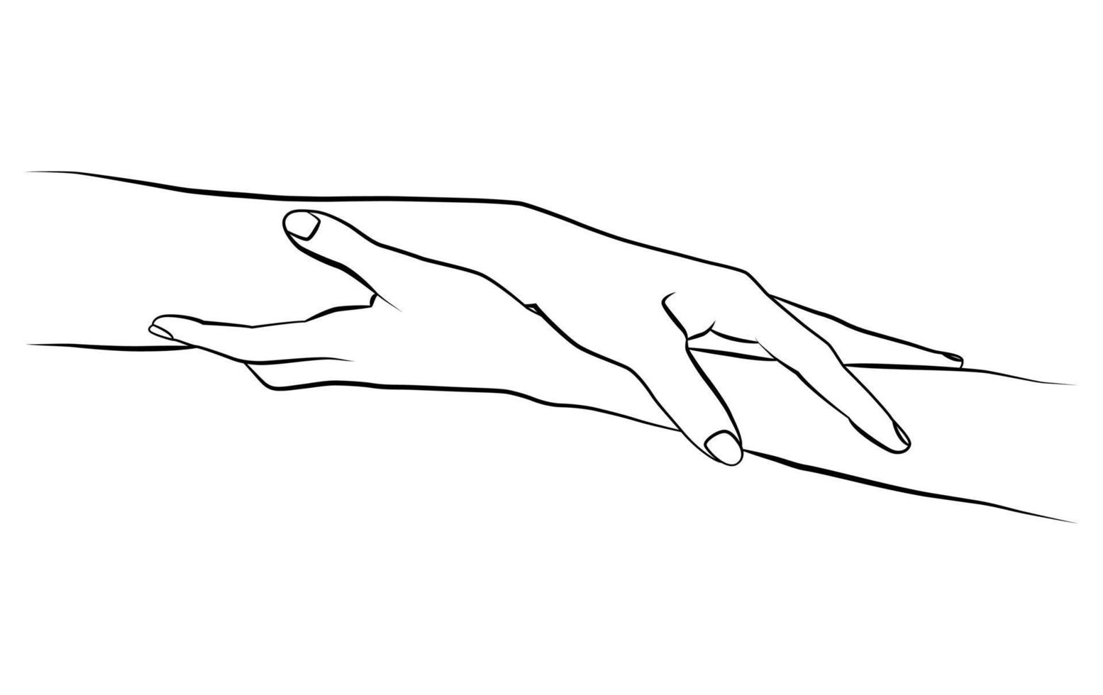 manos en una línea. tomados de la mano. dos manos. tatuaje. una imagen elegante de dos manos. vector