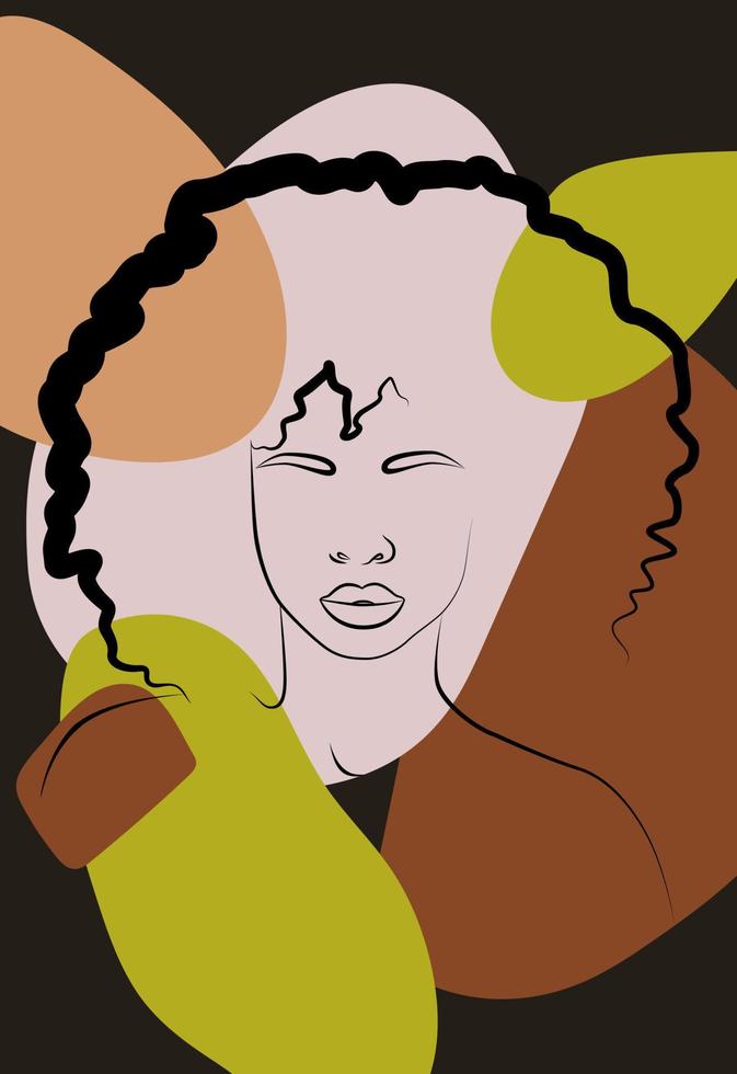 Beautiful African woman. Wall art in the style of Pop art. Colorful wall art. vector