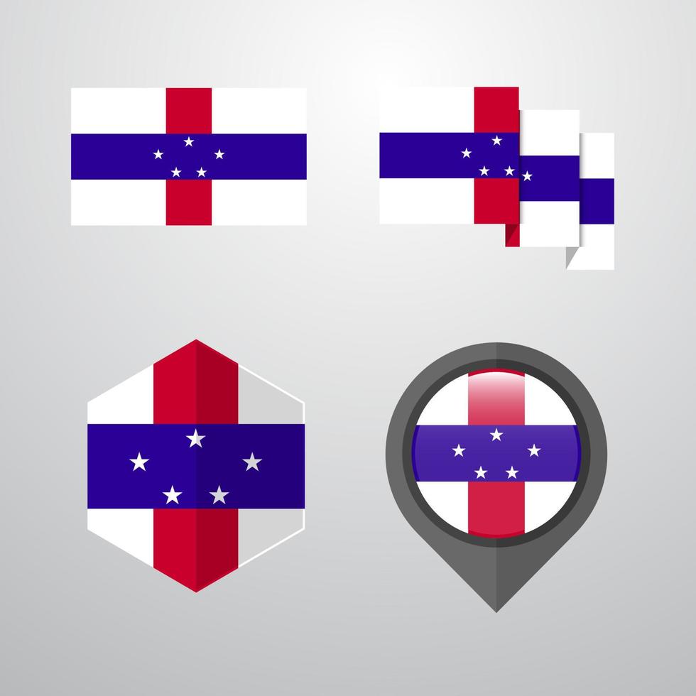 vector de conjunto de diseño de bandera de antillas holandesas