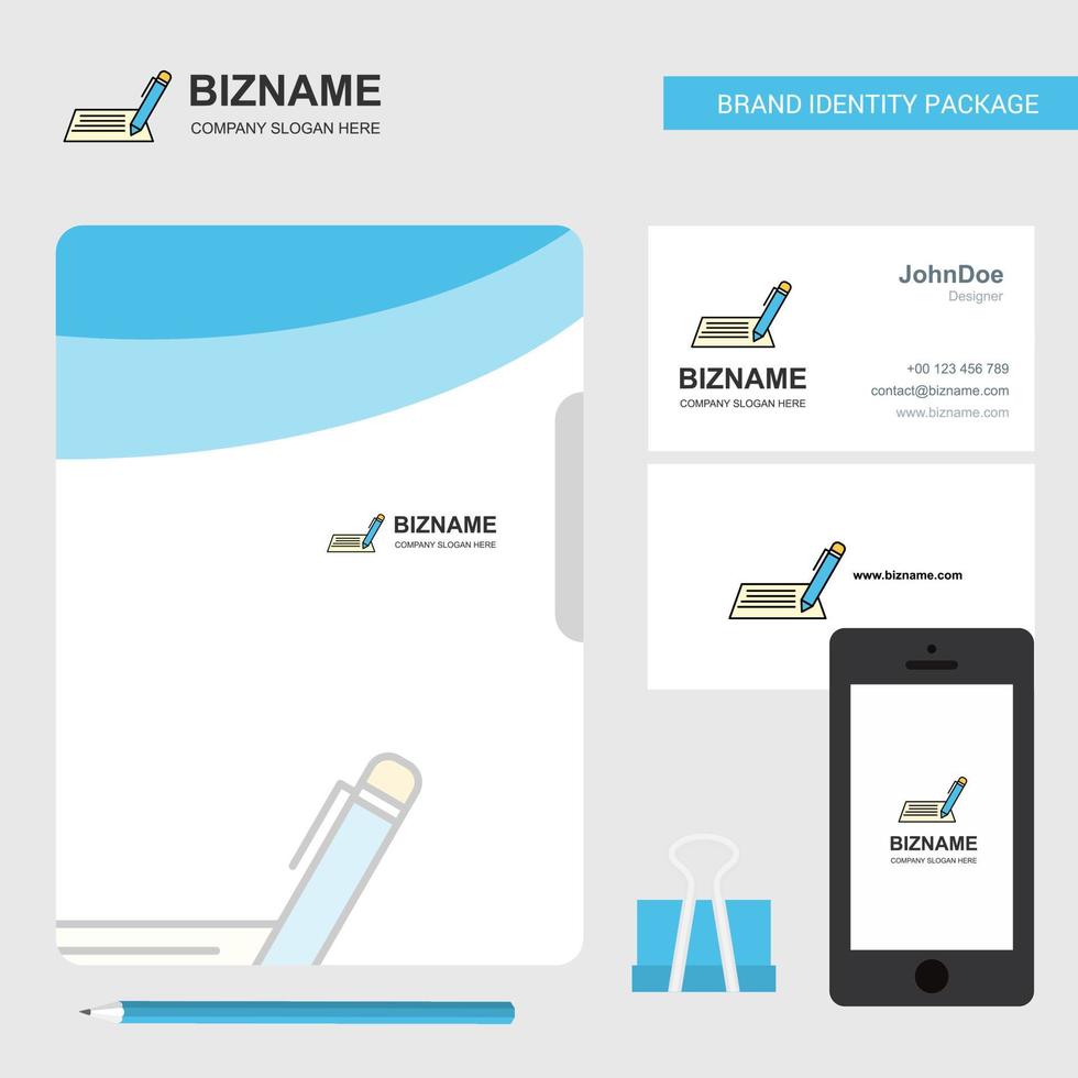 Writing Business Logo File Cover Visiting Card and Mobile App Design Vector Illustration