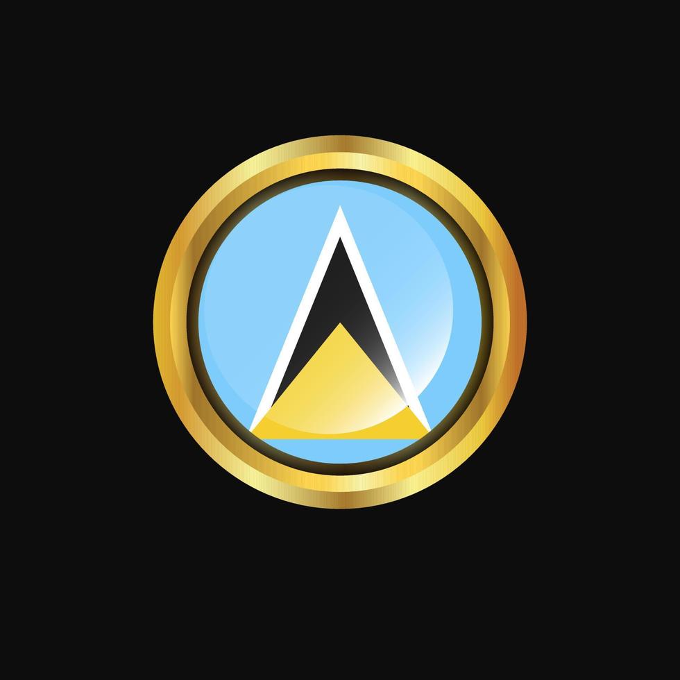 Saint Lucia flag Golden button vector