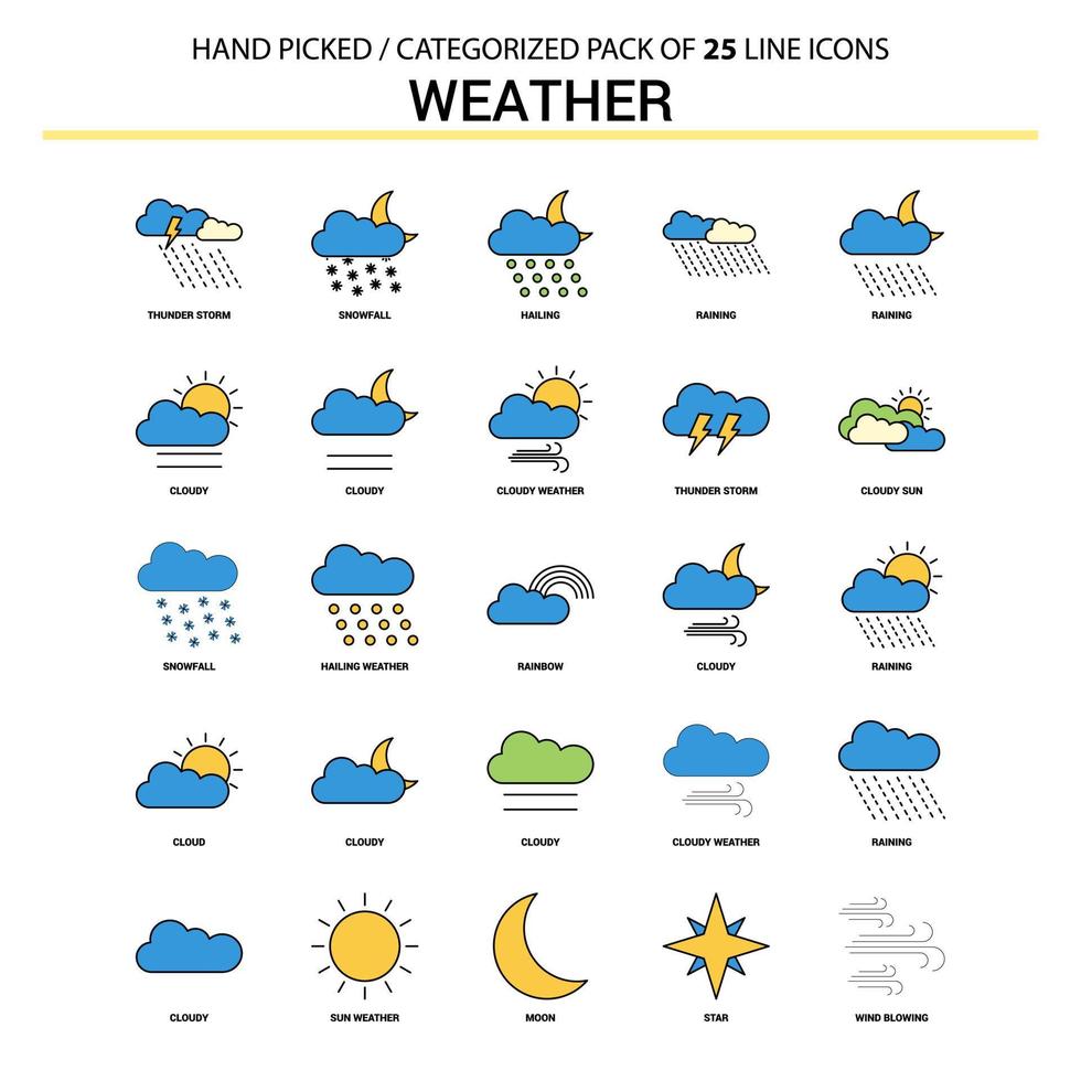 Weather Flat Line Icon Set Business Concept Icons Design vector