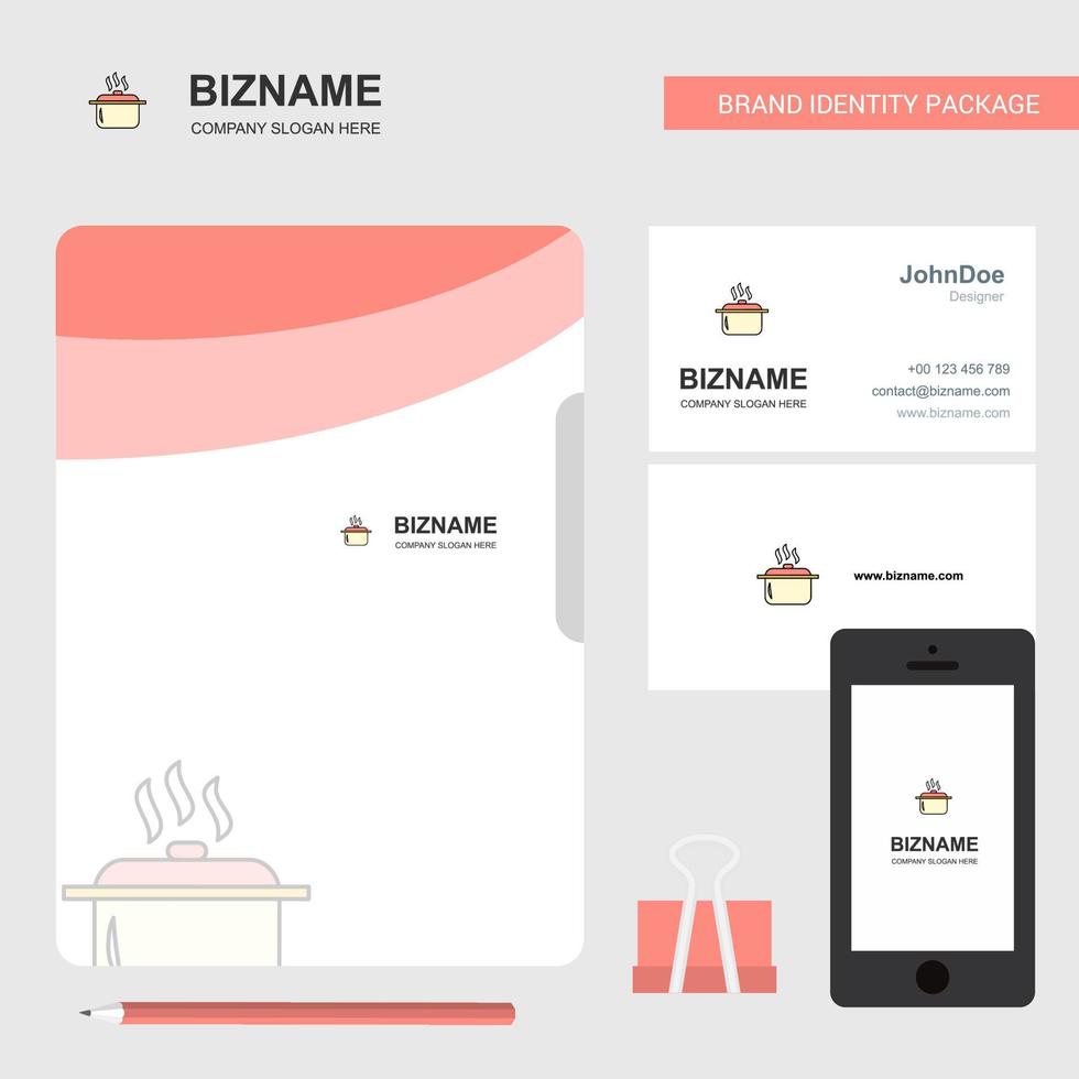 Cooking pot Business Logo File Cover Visiting Card and Mobile App Design Vector Illustration