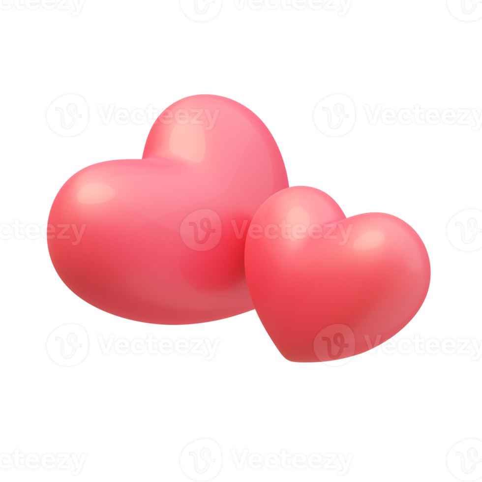 3D Shiny Heart Shaped Balloons Expression of love on Valentine's Day. png