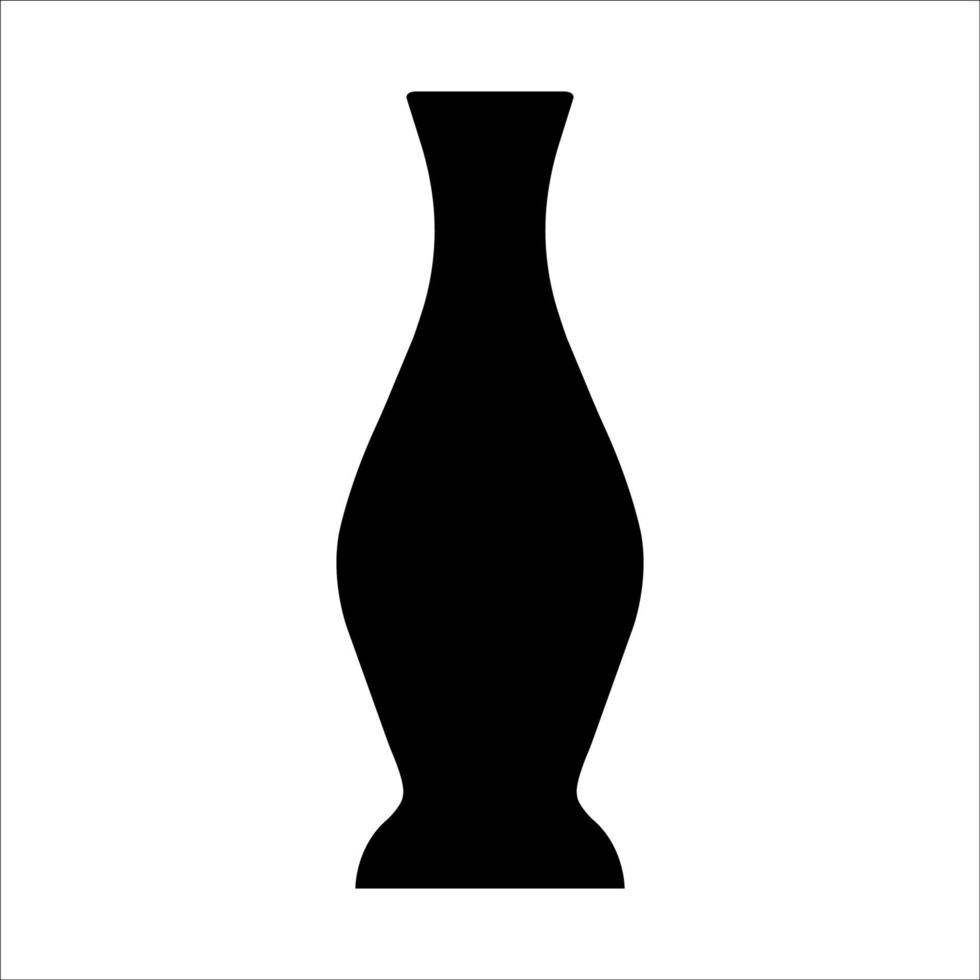 Black vector illustration of modern ceramic vase. Single element in trendy boho style isolated on white background