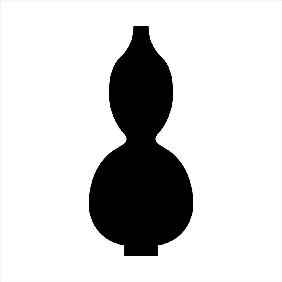 Black vector illustration of modern ceramic vase. Single element in trendy boho style isolated on white background
