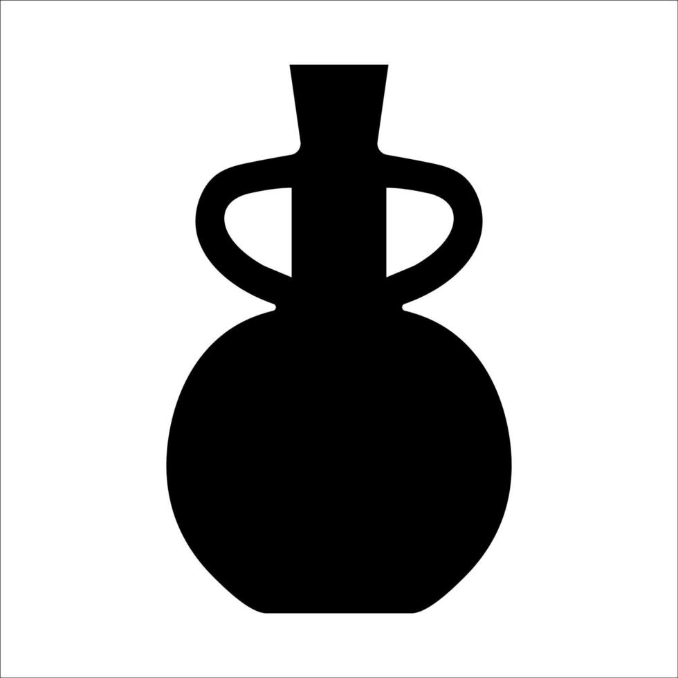Black vector illustration of modern ceramic vase. Single element in trendy boho style isolated on white background