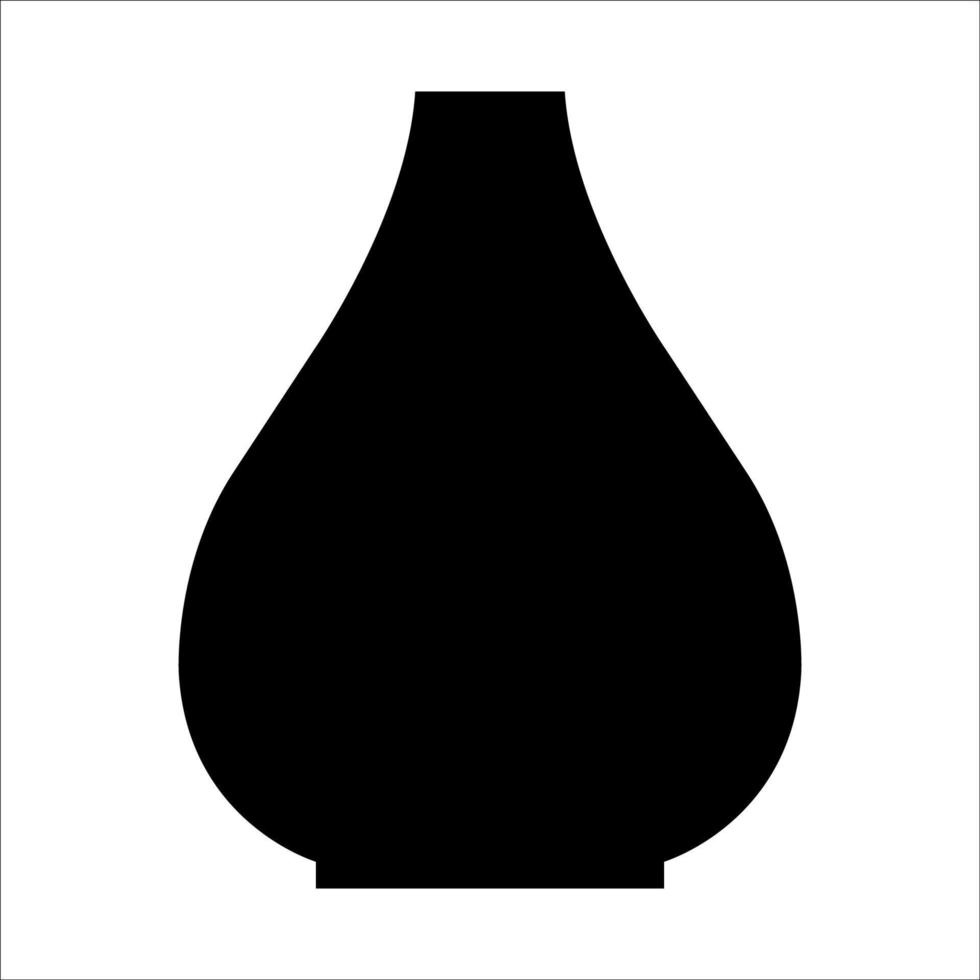 Black vector illustration of modern ceramic vase. Single element in trendy boho style isolated on white background