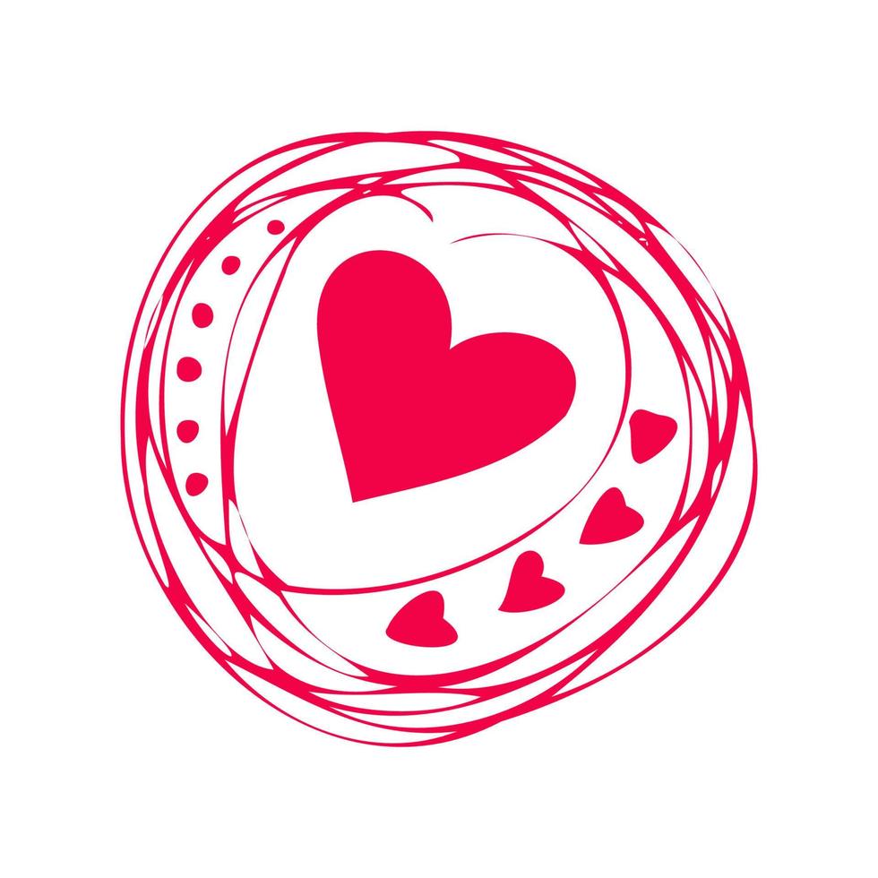 Simple red vector doodle heart. Abstract illustration for design. Element for creating patterns, postcards, sublimations, decor. Valentine's day, love, wedding, relationship