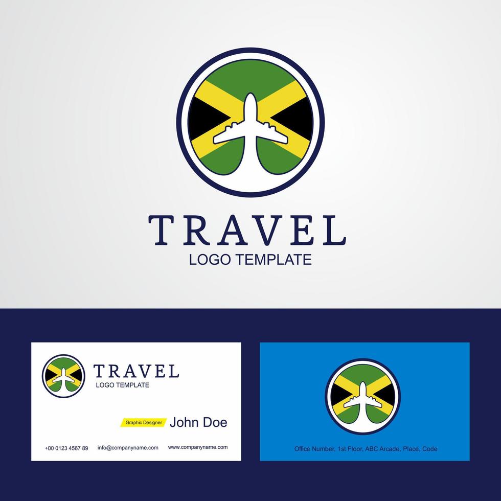 Travel Jamaica Creative Circle flag Logo and Business card design vector