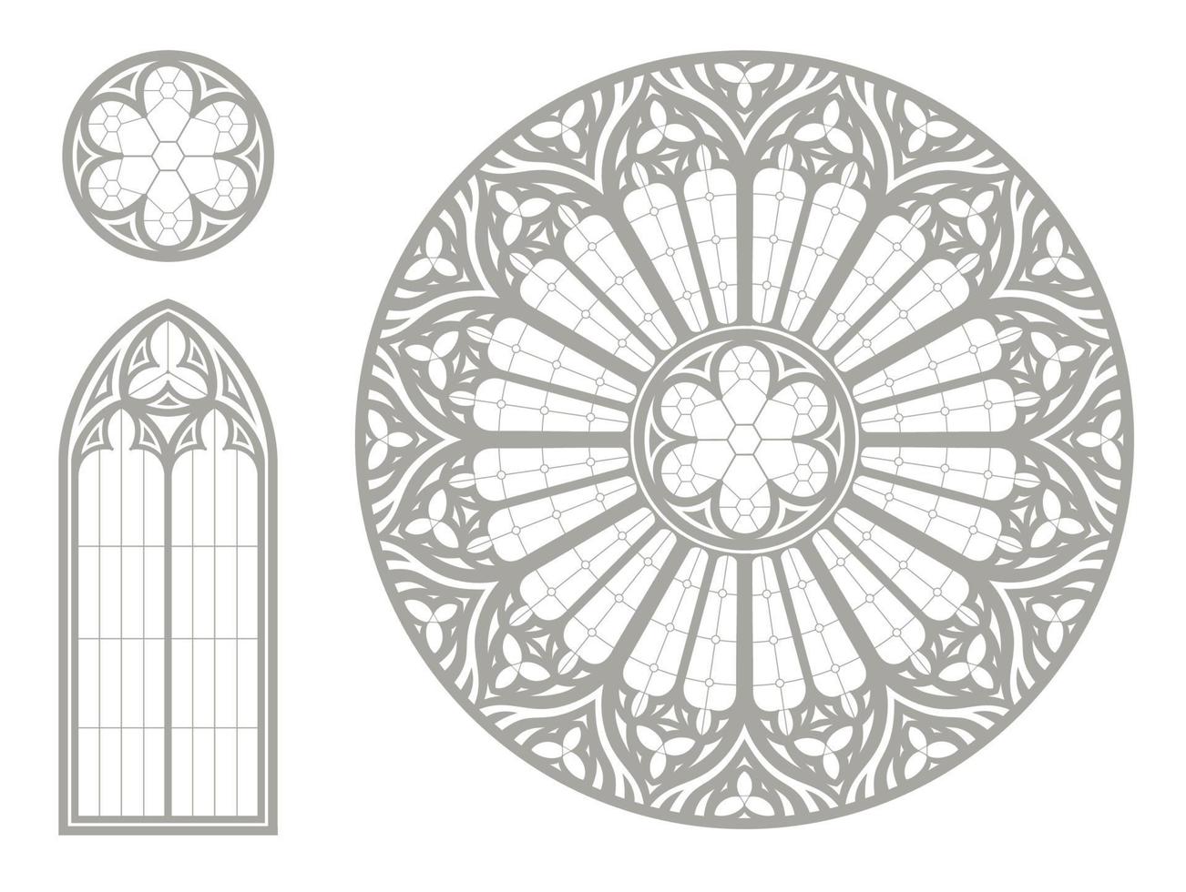 Medieval Gothic stained glass round window texture vector
