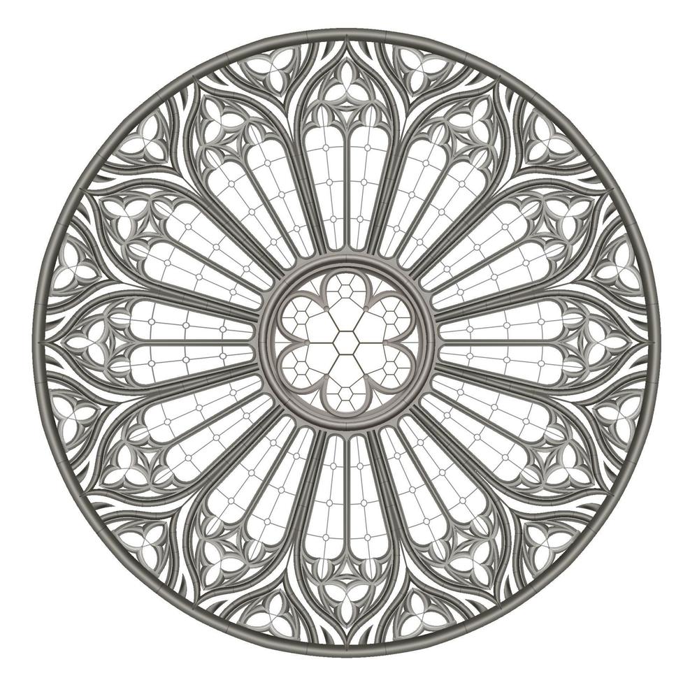 Medieval Gothic stained glass round window texture vector
