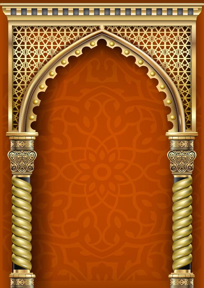 Golden dark classic arch portal and columns vector