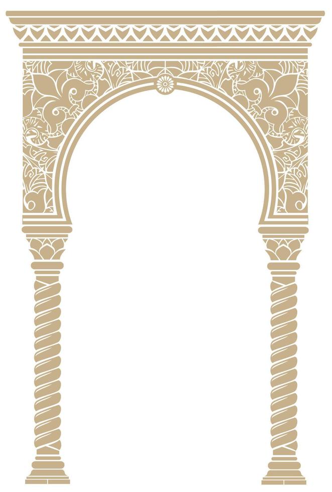 Cover postcard golden oriental vintage arch frame vector