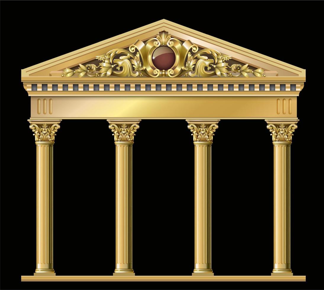 Golden vintage arch portal Baroque facade arcades vector