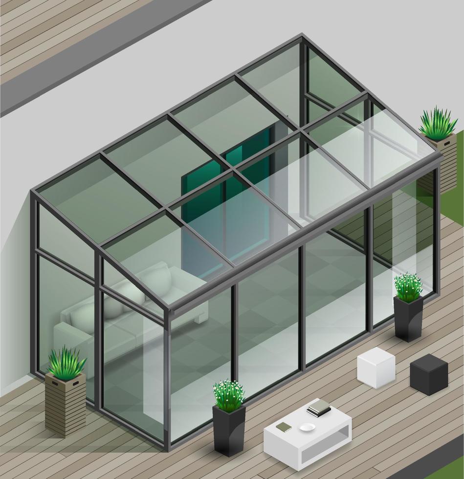 Greenhouse or winter garden in modern building vector