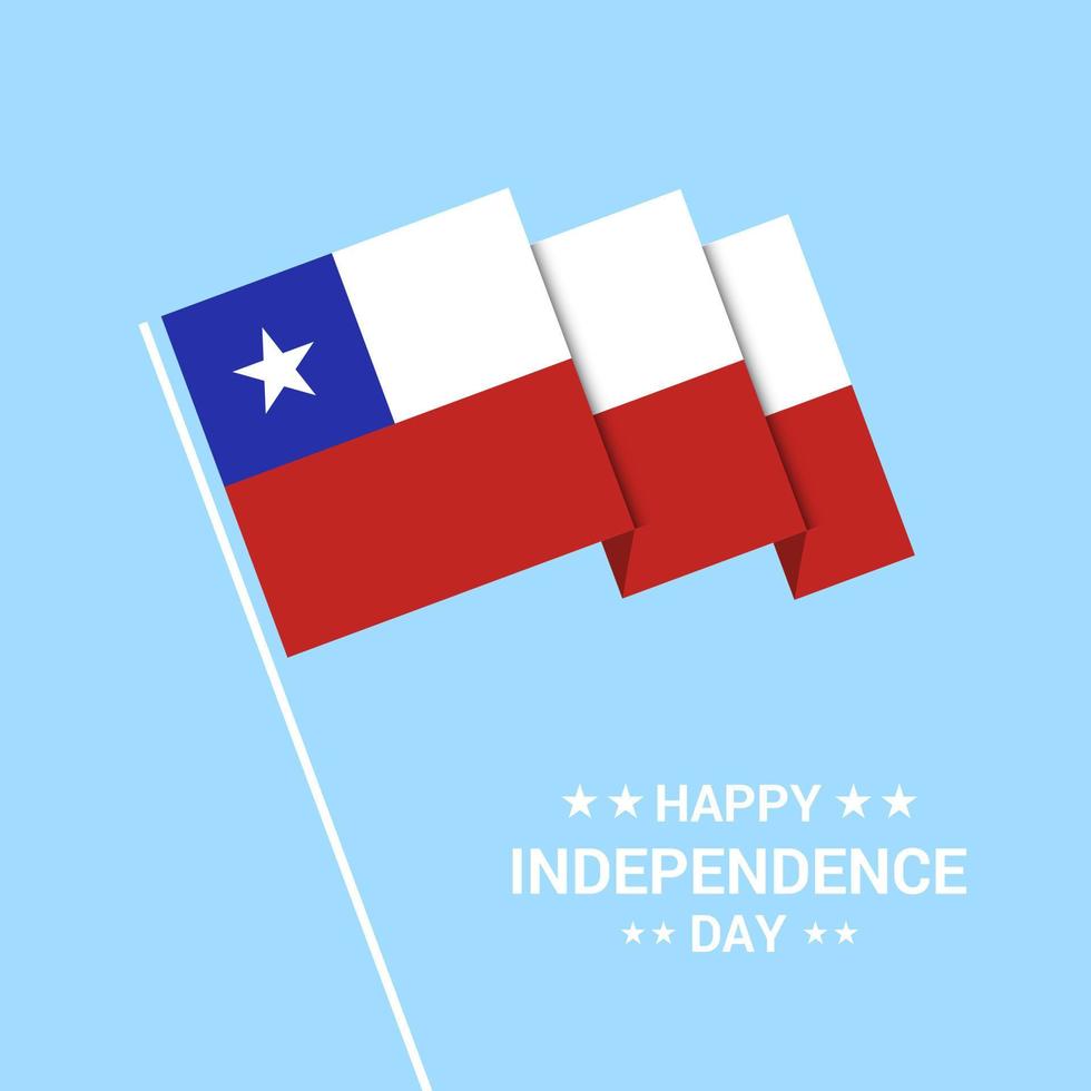 Chile Independence day typographic design with flag vector