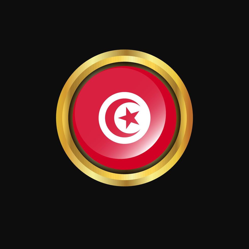 Tunisia flag Golden button vector