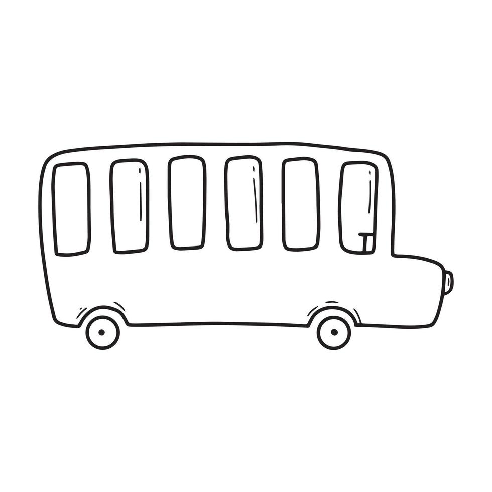 Doodle car. School linear bus.Children's car .Vector illustration. vector