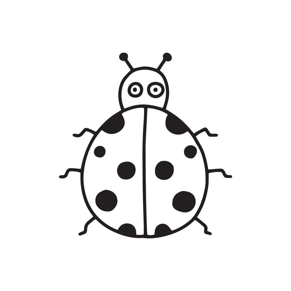 Cute ladybug. Doodle style. Vector illustration. Insect on a white background.