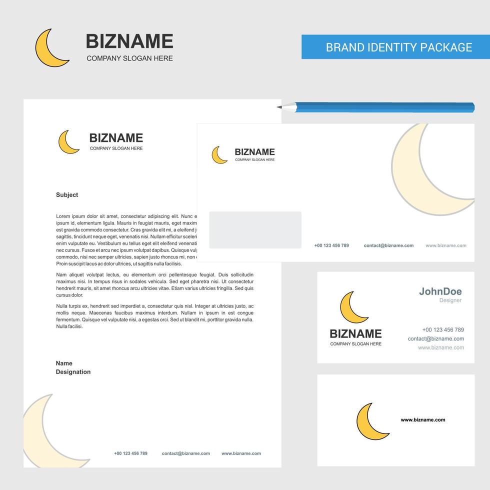 Cresent Business Letterhead Envelope and visiting Card Design vector template