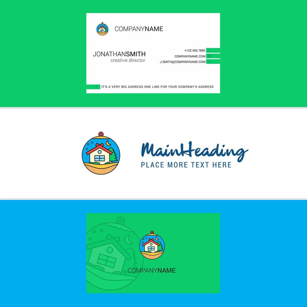 Beautiful Christmas globe Logo and business card vertical Design Vector