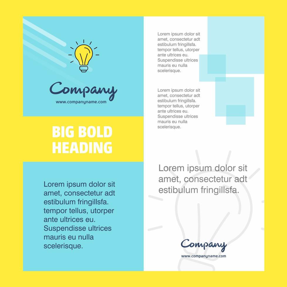 Idea Company Brochure Title Page Design Company profile annual report presentations leaflet Vector Background