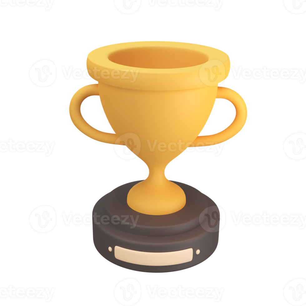 3d golden trophy Awards for winners of sports events success concept png