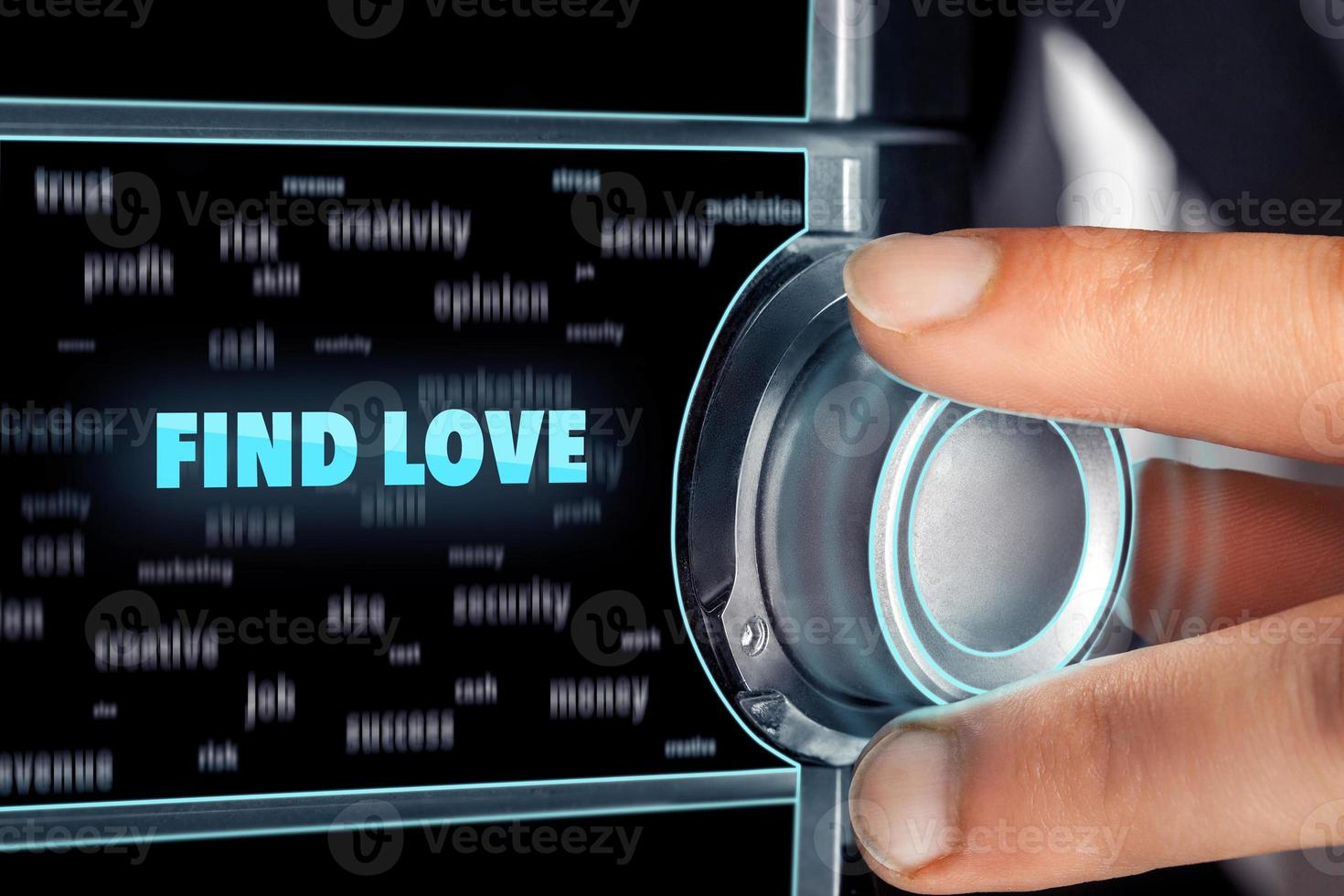 man choosing find love button photo