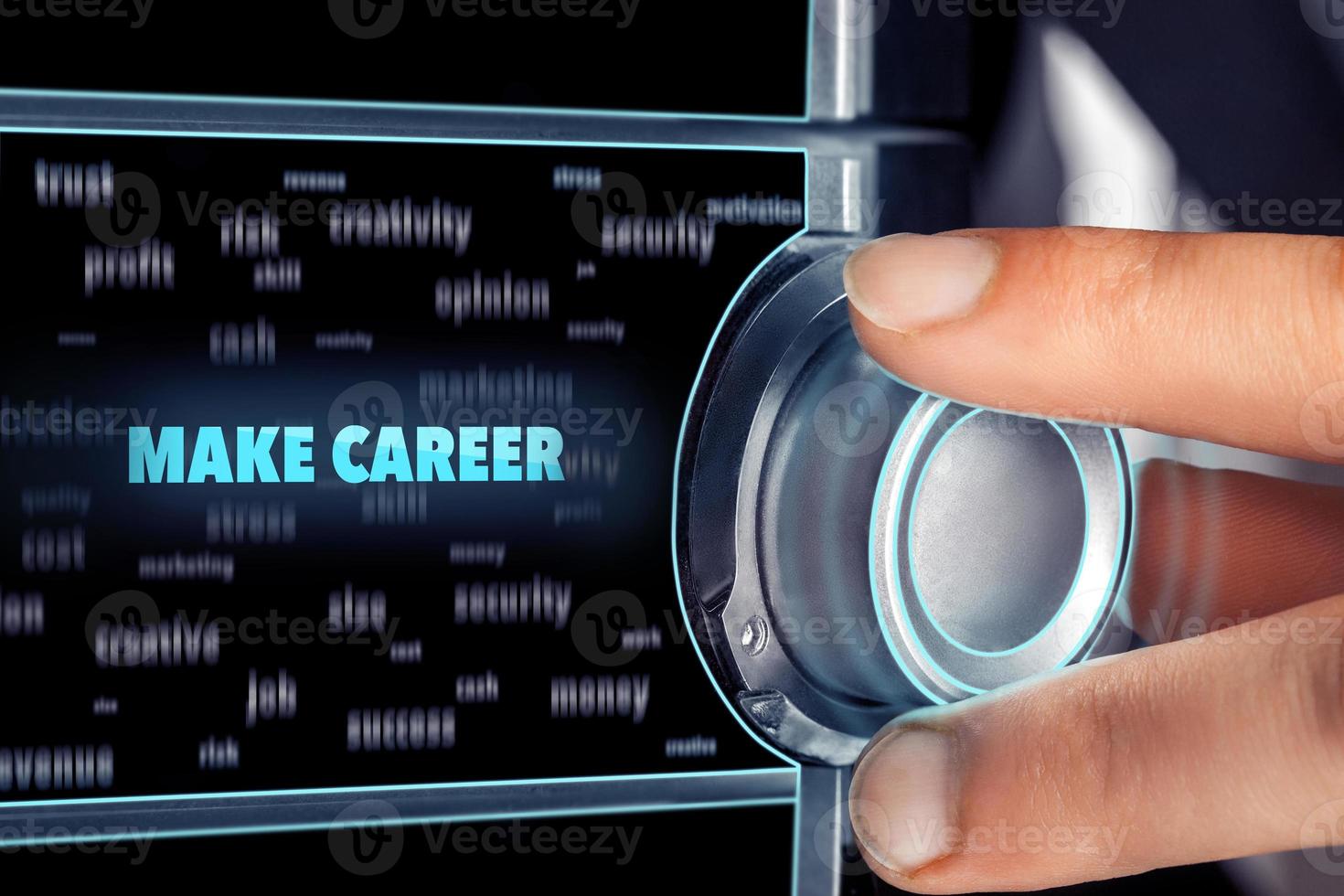 businessman choosing make careere button on dashboard photo